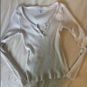 Brandy Melville ribbed white longsleeve top